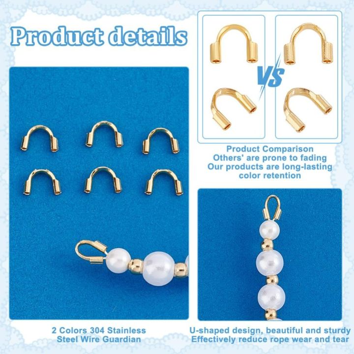60pcs%2018K%20Gold%20Wire%20Guardian%20Golden%20U-Shape%20Cable%20Protector%20304%20Stainless%20Steel%20Wire%20Guard%20Loop%20Thread%20Protector%20for%20Earring%20kit%20-%20Image%204
