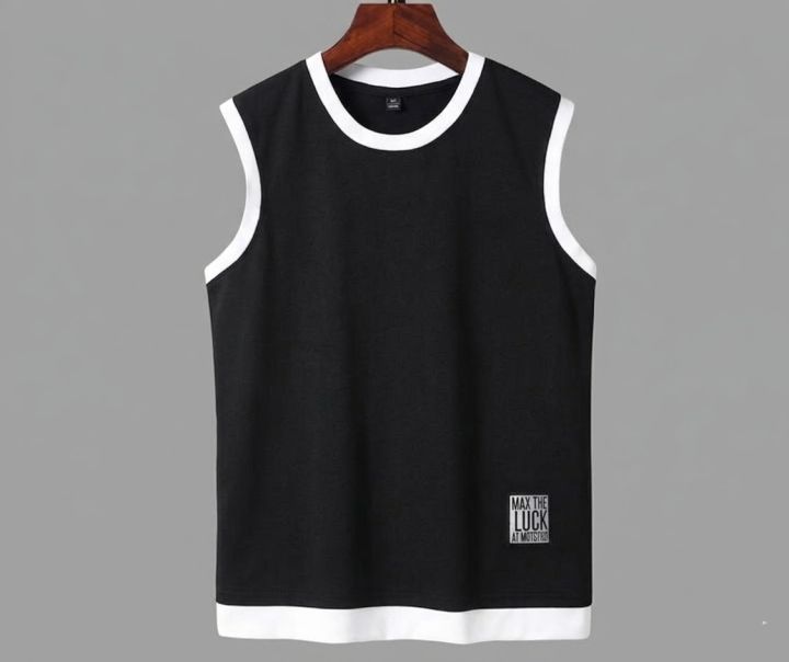 Men’s Designer Tank Top | Contrast Ribbed Neck Sleeveless Vest