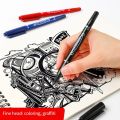 6/12pc Set Waterproof Oily Color Double Tip Permanent Markers Fine Tip Thick Tip Black Ink Drawing Pens Supplies Stationer. 