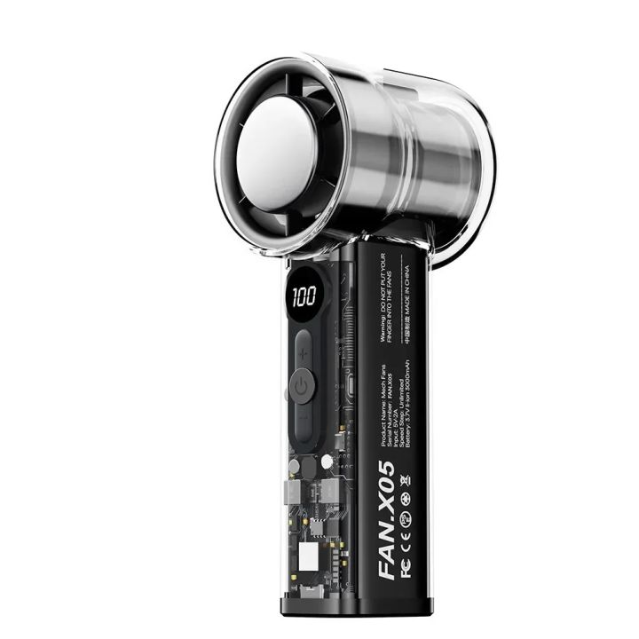 TINSOL%20Mecha%20Transparent%20Mini%20Electric%20Fan%203000mAh%20with%20LCD%20Display,%20100%20Speed%20Adjustments,%20USB%20Portable%20Outdoor%20Turbo%20Fan%20-%20Image%207