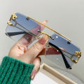 Hiking High Quality Double Bridge Anti Light Glasses Women Square Large Frame Metal Eyewear Fashion Gradient Color Shades UV400.
