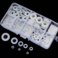 500 Pcs Mixed Sizes M2-M10 Black & White Nylon Flat Washers Insulating Gaskets for Screws And Bolts Kit. 