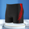 'Sport' Print Board Shorts, Quick-drying Drawstring Men's Swim Trunks, Men's Swimwear, Swim Shorts For Summer Beach Pool. 