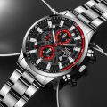 3PCS Set Fashion Luxury Mens Calendar Watches Male Casual Silver Quartz Watch Men Necklace Bracelet Wrist Watch. 