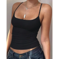 Plus Size 1XL-5XL Solid Color Women's Solid Color Spaghetti Strap Vest Ladies Sleeveless O-neck Tank Tops. 