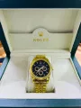 Timeless Elegance: Rosra Gold Carbo Mens Quality Quartz Watch With Gold Steel Wristband - A Statement Piece. 