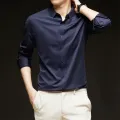 New Men's Business Casual Long Sleeved Solid Color Shirt Wrinkle Resistant Wrinkle Free Comfortable All Season Versatile Top. 