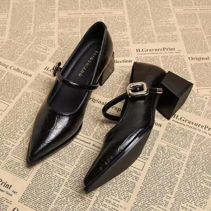 2025%20Premium%20Leather%20Mary%20Janes%20-%20French%20Vintage%20Pointed%20Toe%20Pumps%20Chunky%20Heel%20Single%20Strap%20Shoes%20Buckle%20Decor%20-%20Image%206