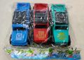 3 PCs pack of  4x4 Vigo Truck Model Small Size Plastic Toy Trucks - Pull-Back Action, in Different Colors". 