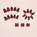 24Pcs/Set Simple Wine Red Fake Nails Mid-length Almond Press on Nails Art Wearable Round Head Oval Full Cover False Nail Tips. 