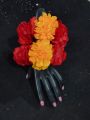 Artificial Flowers Hand Gajra / Bangles / kangan of velvet Fabric Red Colour. 