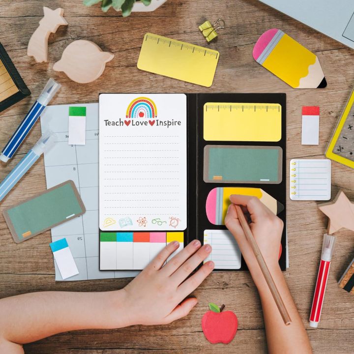Teachers'%20Day%20Theme%20Sticky%20Note%20Combination%20This%20multi-piece%20set%20of%20cute%20school%20themed%20handbill%20stickers%20cartoon%20Sticky%20notes%20-%20Image%203