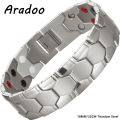 ARADOO Honeycomb Design Bracelet for Men Titanium Steel Minerals Wristband. 