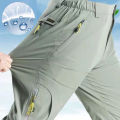 Longe Summer Quick Dry Hiking Pants Men Stretch Waterproof Tactical Pants Zipper Pockets Trousers Lightweight Fishing Pants.