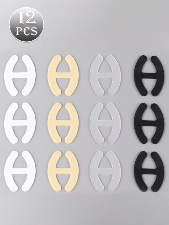 12 pcs H-shape Bra Strap Clips,Women Bra Strap Conceal Holder, Anti-Slip Buckles Cleavage Control Clips for Bra