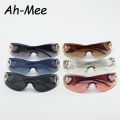 Cycling Rimless Y2K Sunglasses Men Women Trendy Gradient 2000'S Wrap Around Sun Glasses Punk One Piece Goggles Fashion Shades.