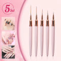 5 Pcs Nail Art Liner Brushes Set Elongated Lines Striping Drawing UV Gel Painting Nail Design Pen Professional Manicure Tool. 