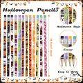 12/24pcs Halloween Themed Pencil Set with Erasers Pumpkin/Skeleton/Bat/Spider Pattern Pencil Party Favor Pack, 12 Random Mix.