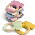 1PC Baby Silicone Teether Toy BPA Free Infant Wooden Ring Health Care Teething Chewing Toys Newborn s For Baby Accessories. 