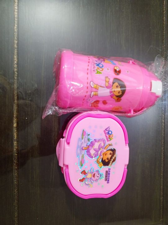 kids school lunch box and water bottle with cartoon characters, school ...