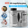 60X Handheld Magnifying Glass Mini Pocket UV Magnifier Portable Jeweler Microscope Loupe With LED Light. 