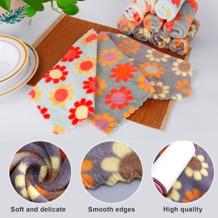 Pack of 5 Kitchen Cleaning Towels flower printed. Microfiber For Multi Purpose Cleaning, Mini Towels Premium Quality