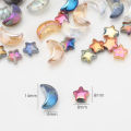 60Pcs Mixed Crystal Glass Star Moon Loose Pendants Beads Crafts For DIY Making Jewelry Handmade Earing Necklace Accessories. 