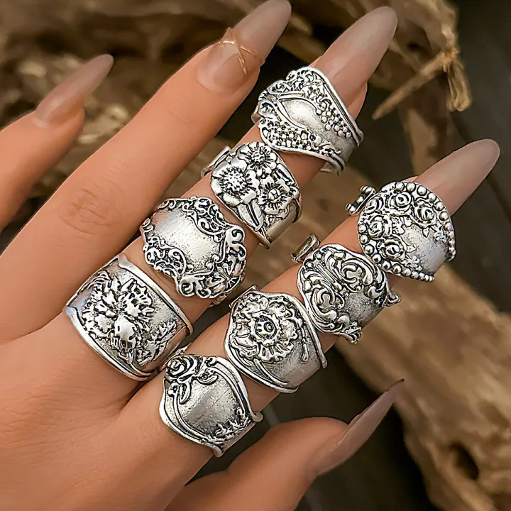 Ingemark%208Pcs%20Vintage%20Silver%20Color%20Adjustable%20Open%20Rings%20for%20Women%20Goth%20Carved%20Flower%20Metal%20Rings%20Engagement%20Wed%20Jewelry%20%20-%20Image%203