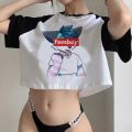 90s Femboy fairycore goth crop top Woman gothic  manga korean fashion graphic  t-shirts cropped. 
