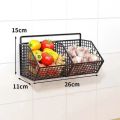 Wall Mounted Kitchen Storage Basket Suitable for Durable Metal Wire Storage of Spices, Garlic, Onions, and Vegetables.