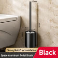 Space Aluminum Toilet Brush Holder Set Bathroom Wall Mounted Hanging WC Clean Tool Vertical Stand Long Handle Toilet Wash Brush. 