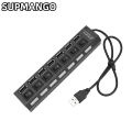USB HUB USB Switch Hub 2.0 Adapter High Speed Multi 7 Ports Hub USB On Off Portable Splitter For Computer Laptop. 