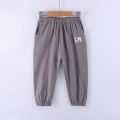 Children Trousers For Boys Girls Cotton Linen Elastic Waist Solid Color Summer Mosquito Pants Kids Clothing Long Pants 100-160cm. 