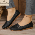 goreyodoly Women Comfortable Slip-On Loafers, Lightweight Breathable Wide Fit Flats with Embroidery & Rhinestone Buckle.