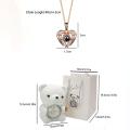 Heart 100 Languages Projection Pendant Necklaces With Cute Bear Rose Flower Gift Box 2024 New Festival Gifts Romantic Jewelry. 