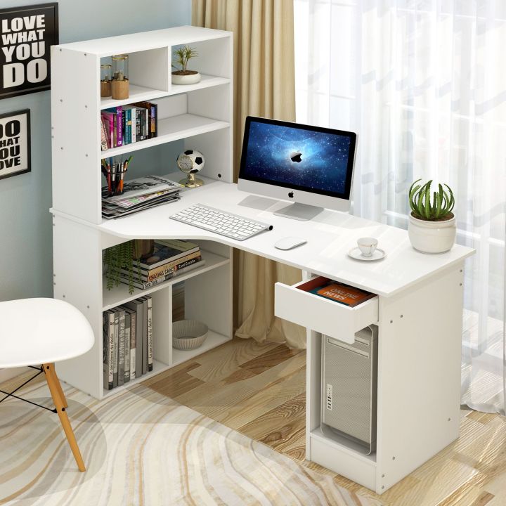 Large Combinations Workstations Computer Desk with Storage 6 Storge Shelving Book shelf  study office  furniture bookshelf Book case