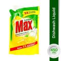 Lemon Max Dish Wash Liquid With Real Lemon Juice (450ml) Pouch. 