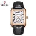 CHENXI 8216 Men Square Quartz Watch Black Blue Brown Fashion Simple Calenda Date Leather Strap Wristwatch for Male Clock Gift.