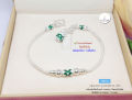 Sukhothai silver bracelet four post enamel-dark green with charm free size 6.3-7 inches (genuine silver). 