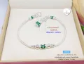 Sukhothai silver bracelet four post enamel-dark green with charm free size 6.3-7 inches (genuine silver). 