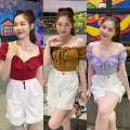 🌈Spinny House🌈Off shoulder lace up top💓Doll sleeve, open shoulder, this model is slit fabric.😀B02 trench. 