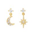 2/3/4 Pcs Star Moon Pendant Design CZ Chain Hoop Earring For Women, Stainless Steel Cartilage Stud Earring Piercing Jewelry. 