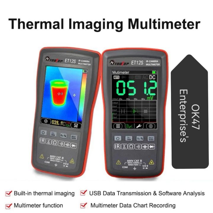 ToolTop ET12S 2In1 Thermal Imager Multimeter 2.8Inch Touch Screen Electric Circuit Automobile Inspect IR Thermal Camera Multimeter