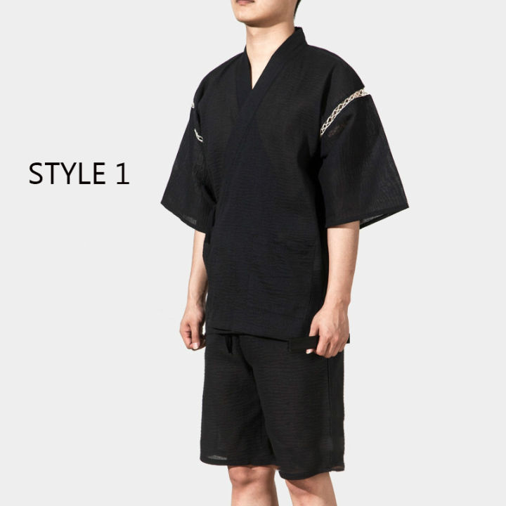 2024New%20Japanese%20Traditional%20Samurai%20Kimono%20For%20Men%20Yukata%20Bathing%20Robe%20For%20Summer%20Loose%20Sauna%20Wear%20Homewear%20Summer%20Short%20Sleeve%20-%20Image%207