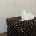 Tissue box with beads. 