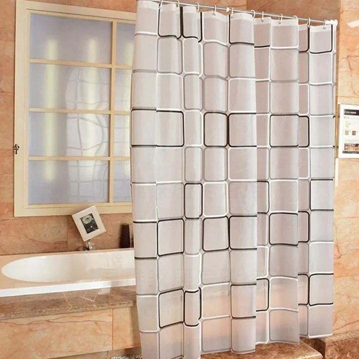 Bathroom%20Shower%20Curtains%20Waterproof%20Bath%20Curtain%20PEVA%20Modern%20Geometric%20Plaid%20Pattern%20Farmhouse%20Household%20Decoration%20Translucent%20-%20Image%202