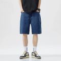 2025 Summer Classic Shorts Jeans Men Denim Pants Straight Stretch Casual Cool Thin Knee Length Blue Fashion Brand Daily Trousers. 