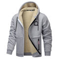 Graphic Warm Fleece Lined Jacket for Men Winter Thermal Sherpa Plush Outerwear Tops Casual Zip Up Hooded Coat with Zipper Pocket. 