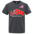 USA Basketballer Printed Street Casual T-Shirts Men Loose Oversize Clothing Breathable Cotton Short Sleeve Fashion Hip Hop Tees. 