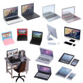 1 Set 1/12 Dollhouse Miniature Computer Keyboard Desk Chair Kit Home Study Room Furniture Decor Micro Scene Props.